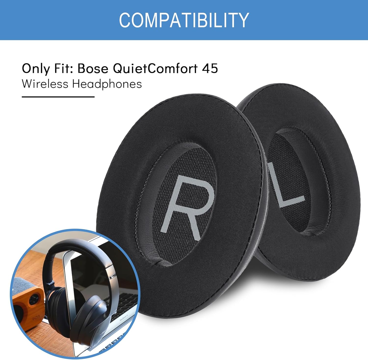 وسائد أذن بديلة مزودة بجل تبري - مراجعة Bose Headphone Qc45 وسعره