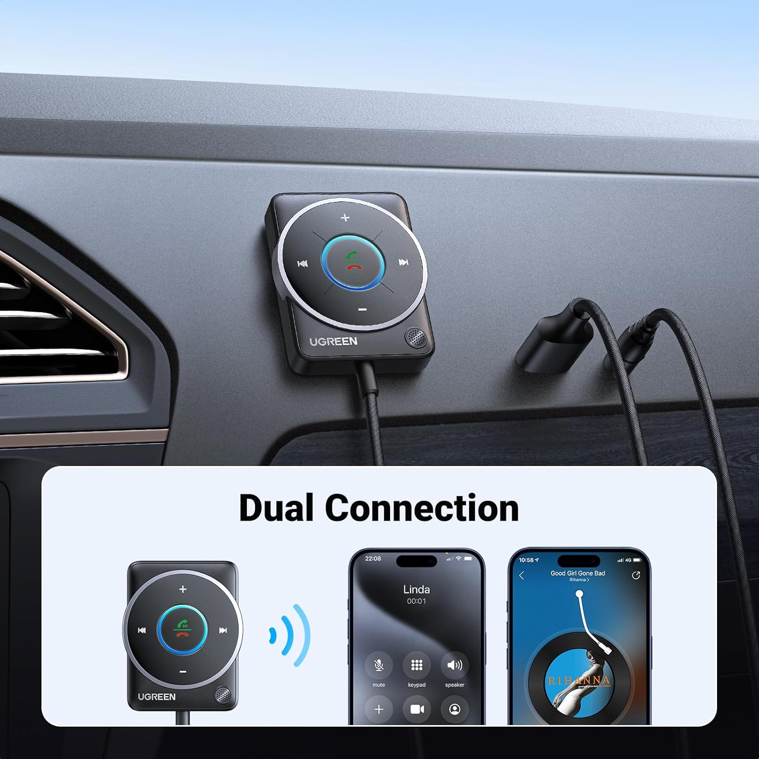 محول سيارة UGREEN Bluetooth 5. - مراجعة Bluetooth Adapter Receiver وسعره